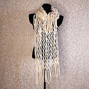 Шоколадный шарф палантин валяный на шелке На выпускное платье Подарок