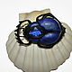 Brooch made of leather with Topaz 'Blue beetle'. Brooches. leather fantasies. Online shopping on My Livemaster.  Фото №2