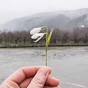 Украшения ручной работы. Ярмарка Мастеров - ручная работа Snowdrop Stardust, White floral pin. Handmade.