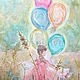 Girl with balloons picture picture for children's. Pictures. Picture&miniature lacquer painting. My Livemaster. Фото №4