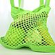 Bag-string bag, hand-knitted from 100% cotton, green, String bag, Moscow,  Фото №1