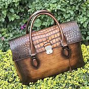 Сумки и аксессуары handmade. Livemaster - original item Men`s briefcase bag, made of crocodile and cattle leather.. Handmade.