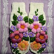 Аксессуары handmade. Livemaster - original item Mittens: mittens with embroidery. Handmade.