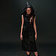 Order Black Hooded Midi Woolen Dress Linen Decorated Sleeveless Combi Dress. mongolia. Livemaster. . Dresses Фото №3