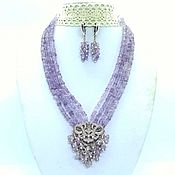 Украшения handmade. Livemaster - original item Lilya necklace and Lavender amethyst earrings, beads. Handmade.