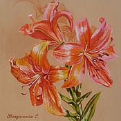 Картина цветы масло " Лилия"