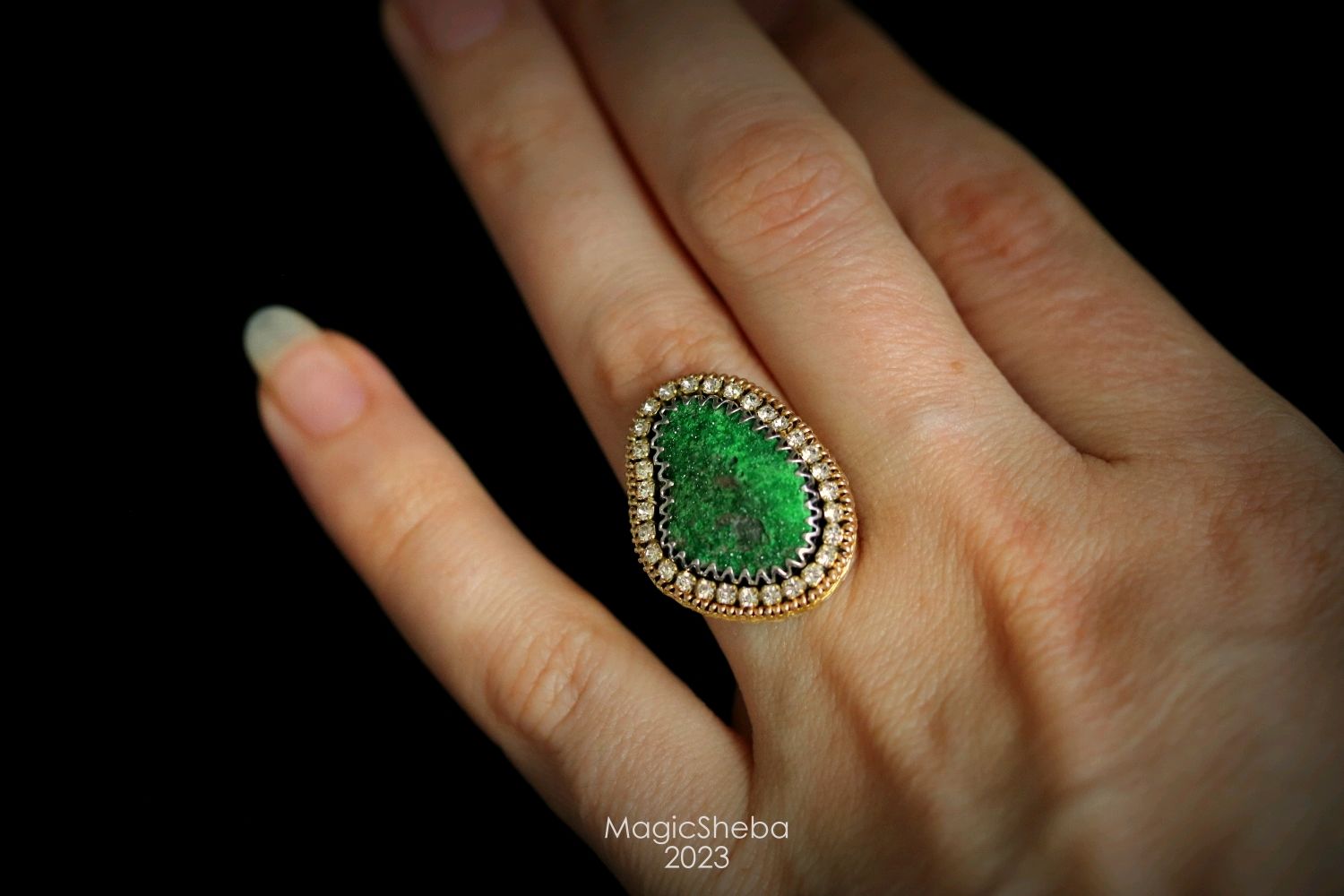 Кольцо "Мох" с уваровитом в интернет-магазине Ярмарка Мастеров по цене ...