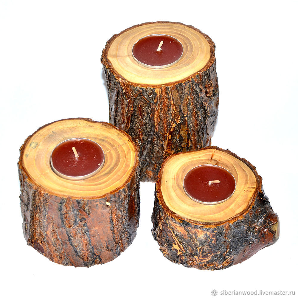 Wooden candlesticks made of elm wood (elm)-2 pcs. WC19, Candlesticks, Novokuznetsk,  Фото №1