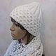 Beanie hat in white, on a knitted lining, half-wool. Caps. Cozy corner (nadejdamoshkina). My Livemaster. Фото №7