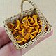 Dollhouse miniature for doll and toy accessories for dolls collectible miniature doll accessories chanterelle mushrooms basket for dolls accessories for cotton toy
