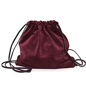 Сумки и аксессуары handmade. Livemaster - original item Backpack Bag Suede Burgundy Medium with Pocket Unisex Urban. Handmade.