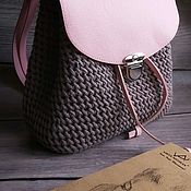 Сумки и аксессуары handmade. Livemaster - original item Knitted backpack, cotton cord, eco-leather, 