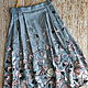 Long linen skirt with a decor of yarn lace and pieces of fabric. Skirts. ZanKa. Online shopping on My Livemaster.  Фото №2