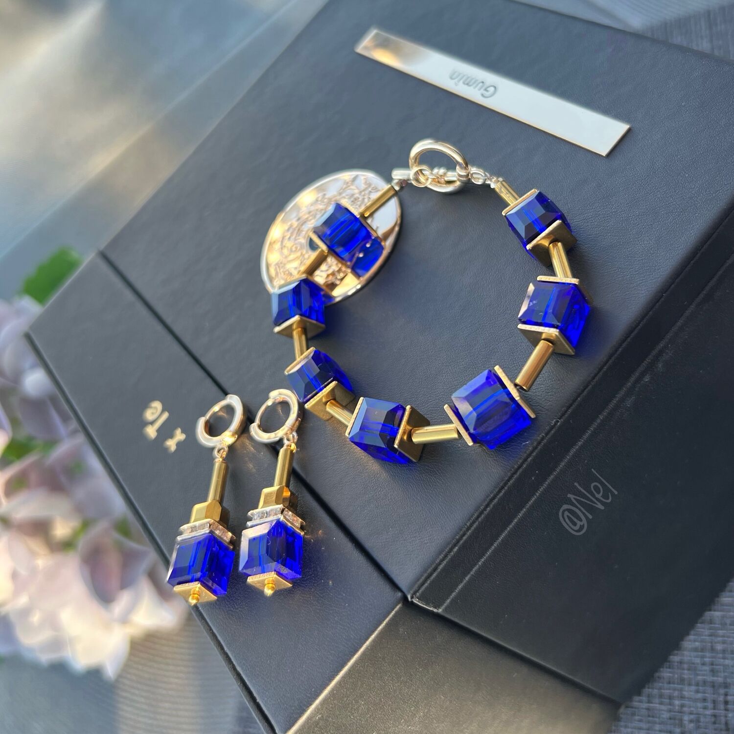 Комплект браслет и серьги из квадратов «золото в лазури» винтернет-магазине Ярмарка Мастеров по цене 1360 ₽ – RZ554RU