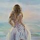 Girl and sea pastel Painting (waves light purple green). Pictures. Pastelena. My Livemaster. Фото №6