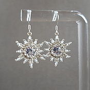 Украшения handmade. Livemaster - original item Silver star earrings, light earrings with cubic zirconia beads. Handmade.