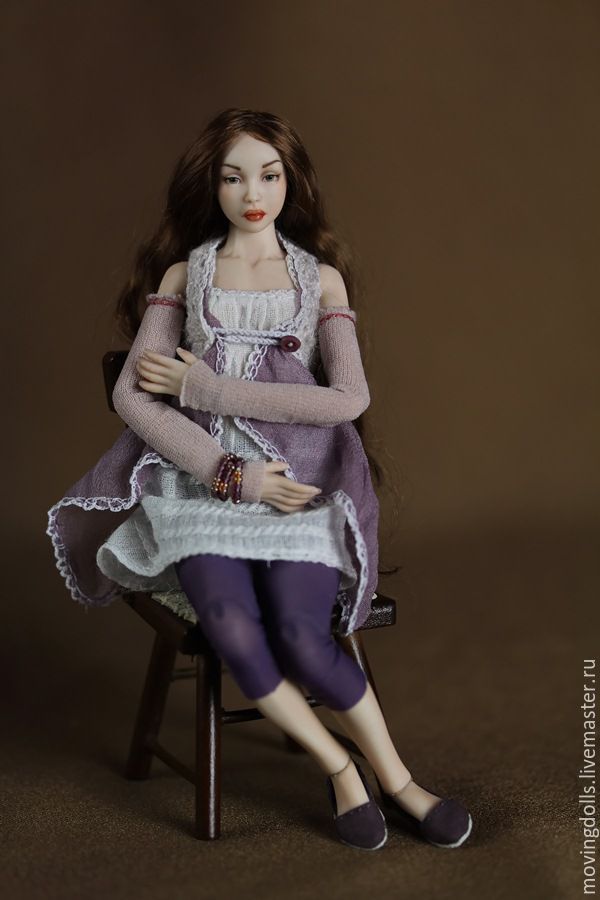 Jointed porcelain doll Olivia-2. Porcelain ,15,5 cm Miniature 1/12, Ball-jointed doll, Moscow,  Фото №1