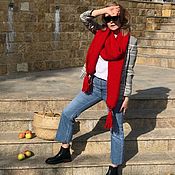 Аксессуары handmade. Livemaster - original item FASHION scarf red with premium yarn tassels. Handmade.