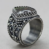 Серебряное кольцо с синим топазом, серебро 925, "Delicate"