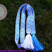 Русский стиль handmade. Livemaster - original item Blue and white Swan belt. Handmade.