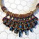 Order  Blue Spikes. A primitive necklace made of linen threads. IrinaSkripkaMBeads. Livemaster. . Necklace Фото №3