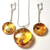 Украшения handmade. Livemaster - original item Pendant and long amber chain earrings.. Handmade.