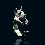 Украшения handmade. Livemaster - original item Doberman Pinscher Ring, Silver Ring, Doberman Jewelry, Dog Ring. Handmade.