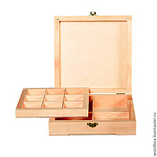 Материалы для творчества ручной работы. Ярмарка Мастеров — ручная работа Шкатулка с двойным дном и ячейками 22.5 22.5 8 см.. Handmade.