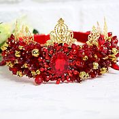 Украшения handmade. Livemaster - original item Red Dolce crown Beaded tiara Red royal diadem. Handmade.