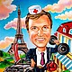 Cartoon custom handmade Gift Cartoon friend, beloved, colleague, husband, father, brother. The cartoon at the doctor, who loves Paris, cars and sports
