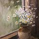 Order Oil painting of Daisies on the window still life. Ирина Димчева. Livemaster. . Pictures Фото №3