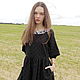 Women's long linen dress with sleeves black. Dresses. ZanKa. Online shopping on My Livemaster.  Фото №2