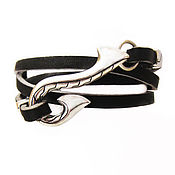 Украшения handmade. Livemaster - original item Cuff bracelet: Silver Hook leather bracelet