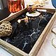 Поднос из дерева с декором из эпоксидной смолы под мрамор. Подносы. Craftorio. Интернет-магазин Ярмарка Мастеров.  Фото №2