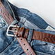 Red brown leather Belt for Women 1.3 inches wide. Straps. Two Starlings. My Livemaster. Фото №5