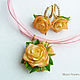 Earrings with roses 'the Light of my soul'. Gold plated. polymer clay. Earrings. Mozza-Flowers. My Livemaster. Фото №4