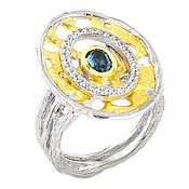 "Ника" оригинальное кольцо с цветными цирконами