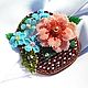 a basket of flowers. Brooch made of Japanese glass seed beads, Brooches, Krasnoyarsk,  Фото №1