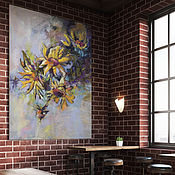 Картины и панно handmade. Livemaster - original item Pictures: Interior painting Abstract flowers (sunflower yellow). Handmade.