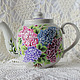 Teapot with painting 'Bouquet of lilacs', Teapots & Kettles, ,  Фото №1