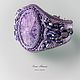 Lavender bracelet with charoite stone and Swarovski crystals. Cuff bracelet. Elena Potsepnya Jewelry. My Livemaster. Фото №14