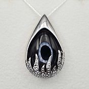 Украшения handmade. Livemaster - original item Silver pendant with black onyx 22h15 mm. Handmade.