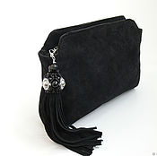 Сумки и аксессуары handmade. Livemaster - original item Black suede clutch bag with brush. Handmade.