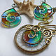 Earrings brass with stained glass inserts 'Other snails', Jewelry Sets, St. Petersburg,  Фото №1