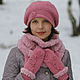 Women's hat beret Snood scarf warm mittens knitted set for winter, Mittens, Ekaterinburg,  Фото №1
