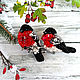 'A couple of bullfinches ' brooch-miniature, Brooches, Eniseisk,  Фото №1