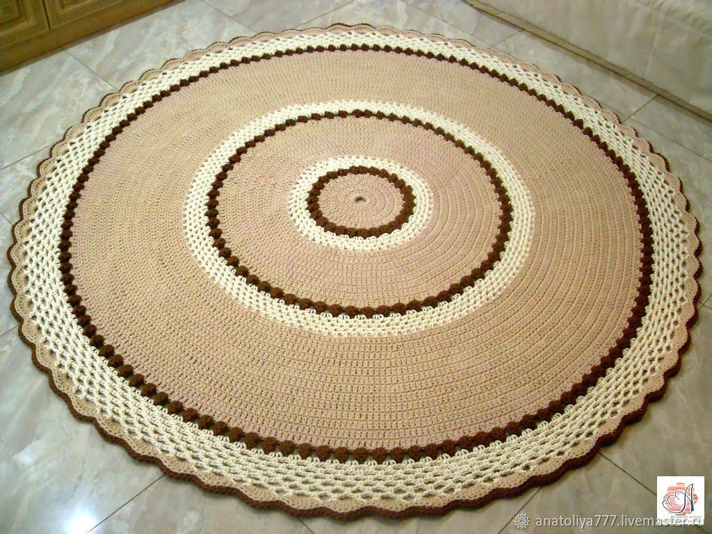  a large crocheted round rug made of cord, Carpets, Kabardinka,  Фото №1