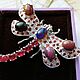 Burgundy Dragonfly brooch with natural rubies and opals, Brooches, Voronezh,  Фото №1