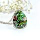 Green pendant with shells,forest moss,epoxy resin. Pendants. MagicJewelr. Online shopping on My Livemaster.  Фото №2