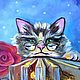 Картина кот маслом  "Путешествие в сказку". Картины животных. Картины. LifiaArt. Ярмарка Мастеров.  Фото №5